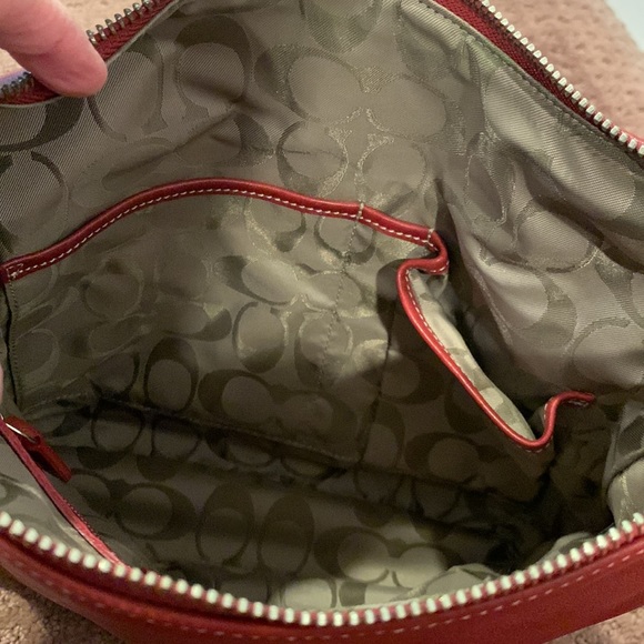 COACH Red Leather Signature lined Crossbody - Picture 7 of 9